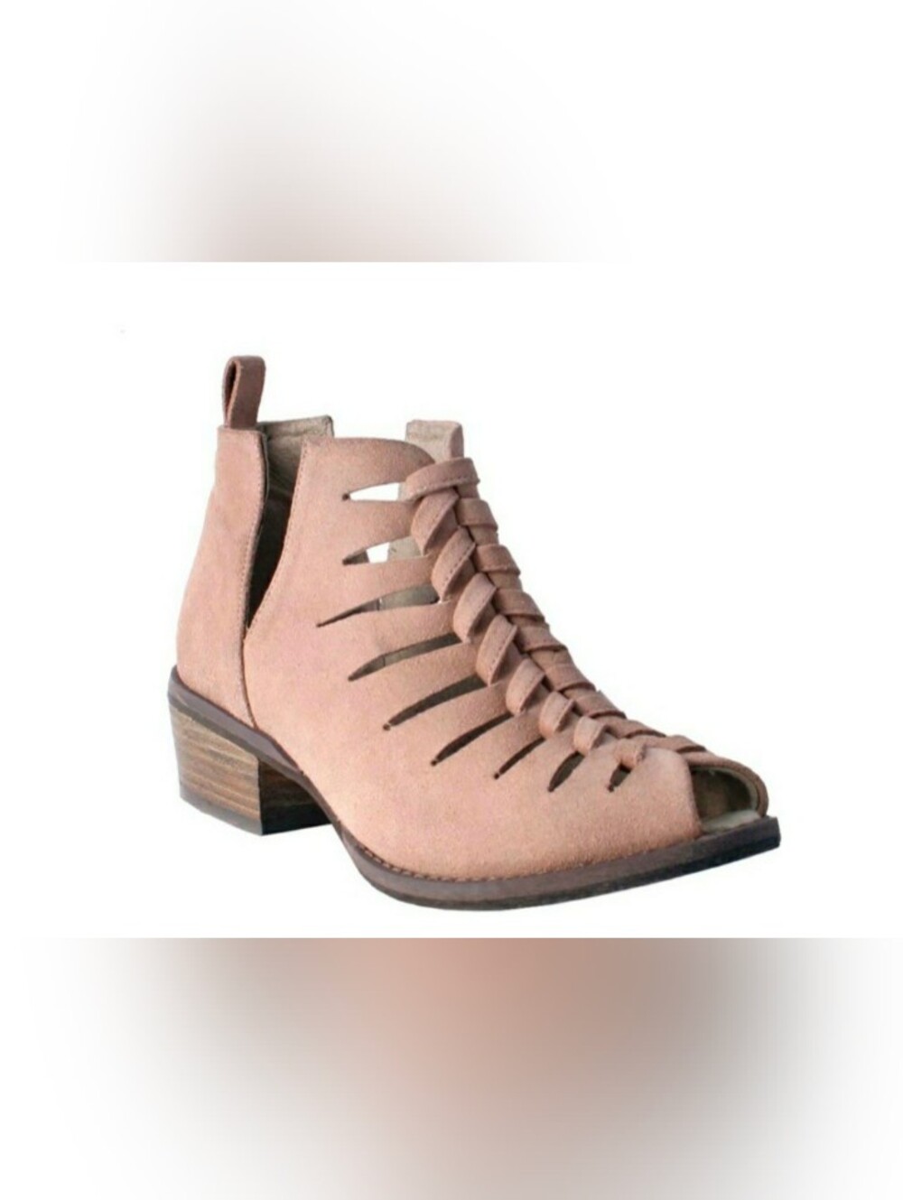 Nomad "JILL" Peep Toe Booties-Blush Pink
